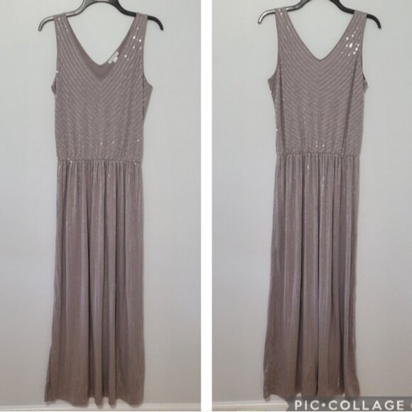 Garnet Hill Festive Allover Sequin Sleeveless‎ Maxi Dress Size S Wedding Formal - Picture 2 of 11